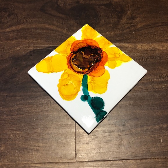 Set of Four Hand Painted Sunflower Coasters - Picture 5 of 7